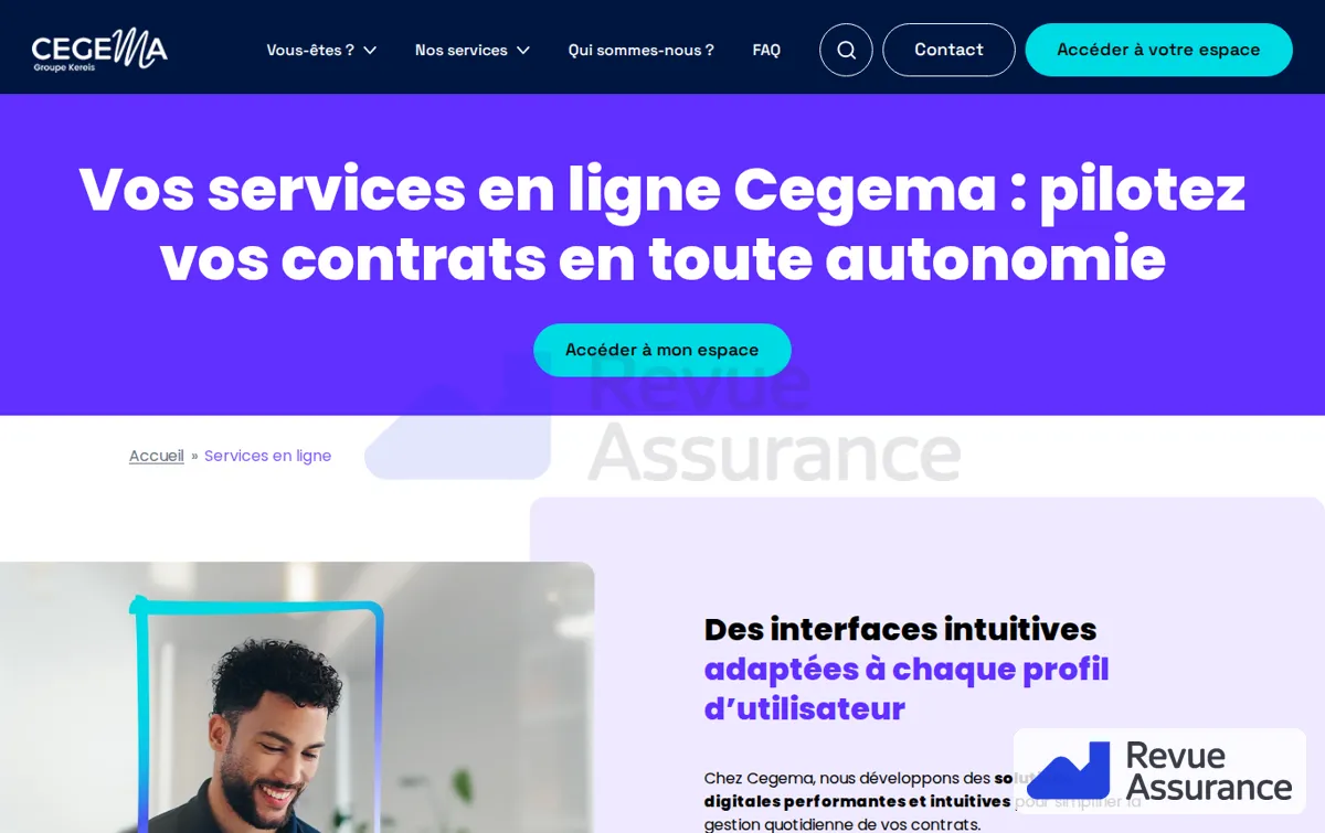 Capture : Services en ligne : gérez votre contrat | Cegema