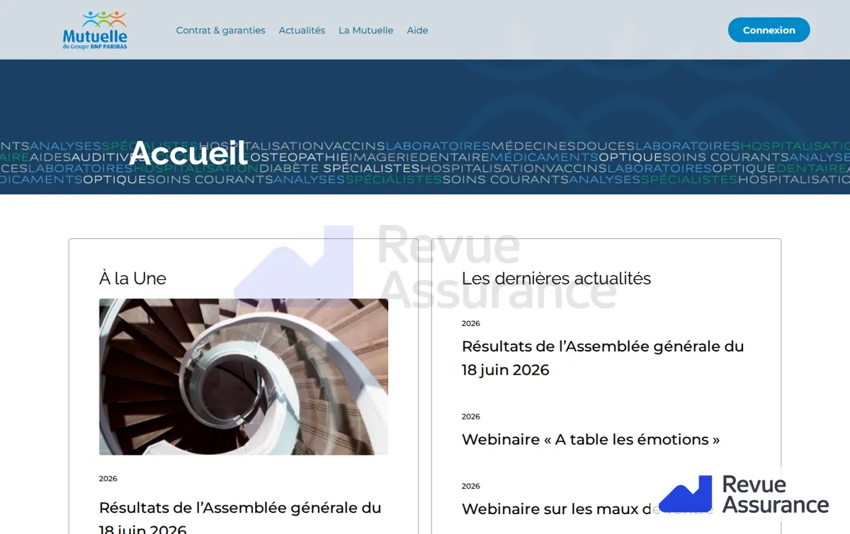 Capture : Accueil - La Mutuelle du Groupe BNP Paribas